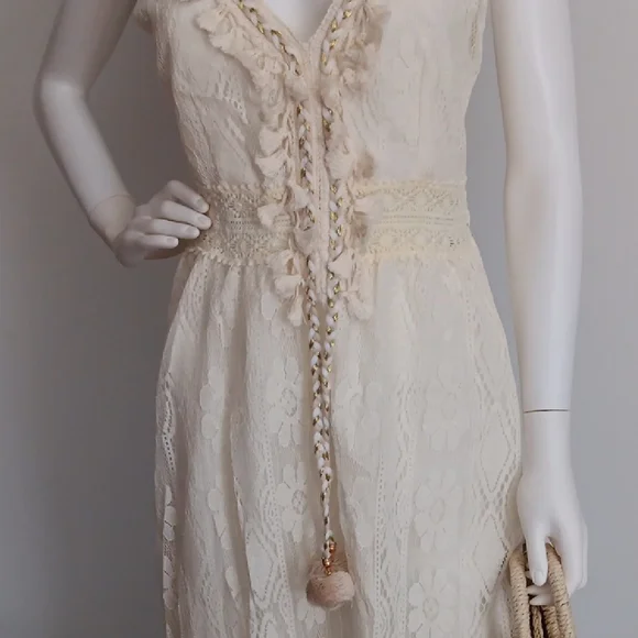 NWOT Beige Lace Spaghetti Strap Sundress - Picture 10 of 11